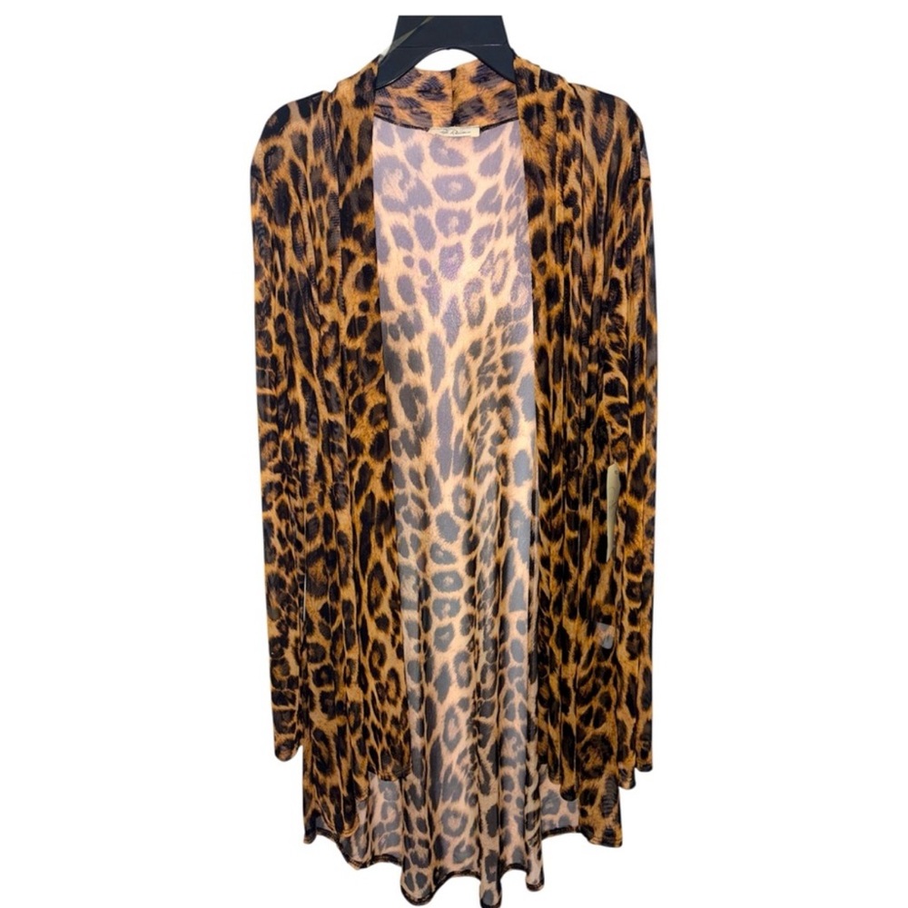 NWT Rae Republic Leopard Print Open Front Cardigan‎ Women’s Size Large